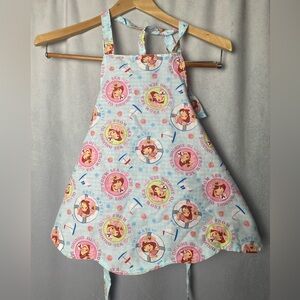 Strawberry Shortcake Handmade Reversible Apron for Girls , gingham pink